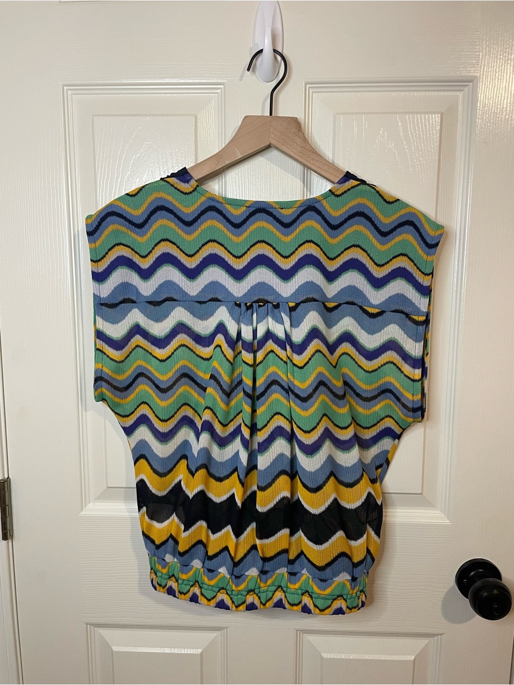 Ramy Brook Myra Wave Surplice Top in Multicolor Wave Knit Size Medium - Picture 8 of 9